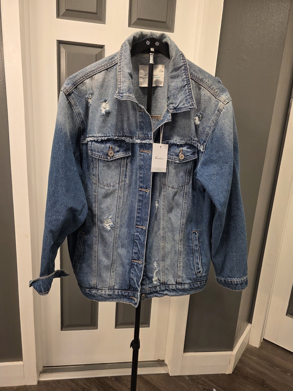 KanCan Light Blue Distressed Denim Jacket